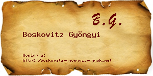 Boskovitz Gyöngyi névjegykártya